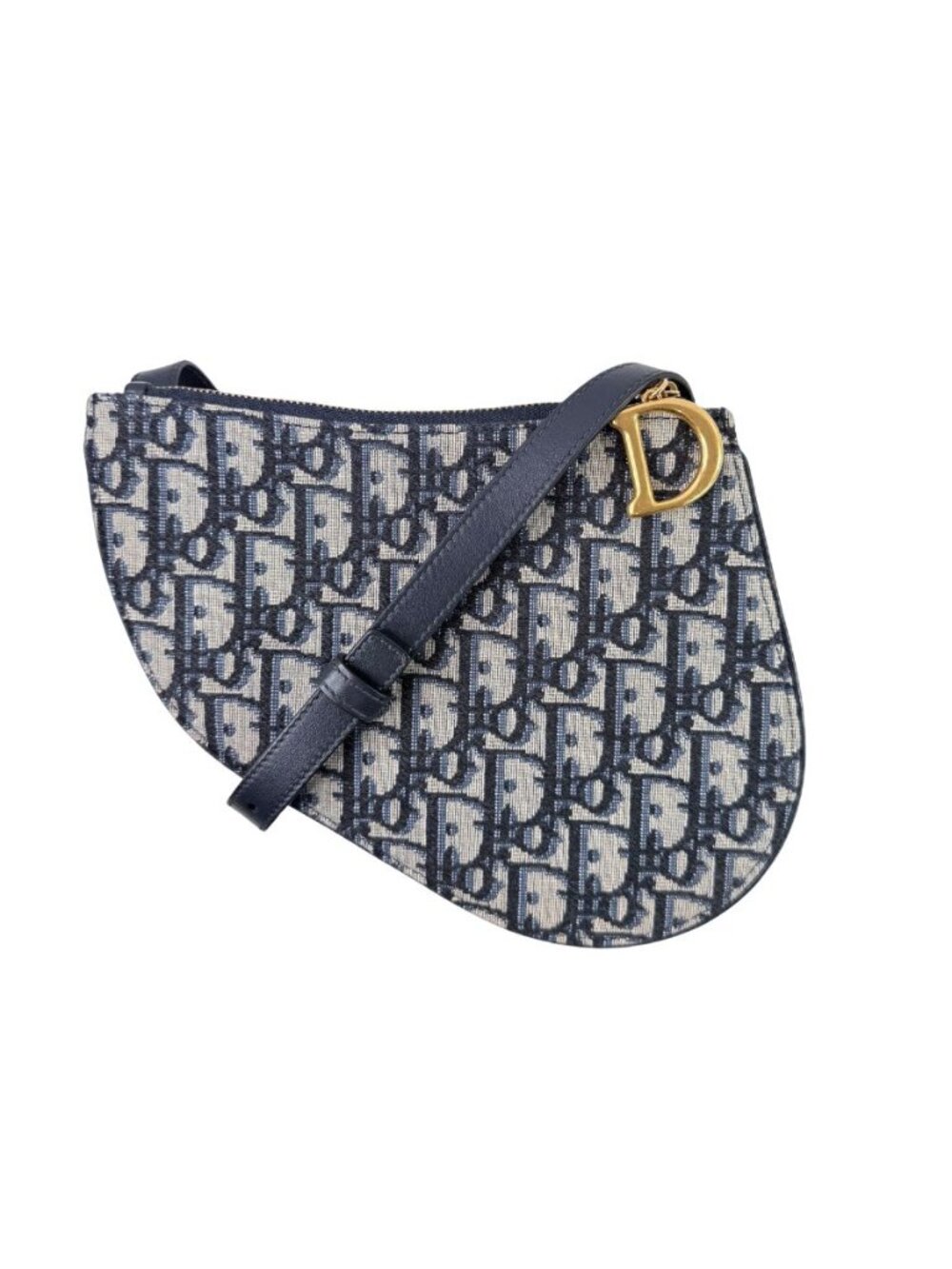 Christian Dior Oblique Saddle Trio Pouch Navy Canvas Crossbody Bag